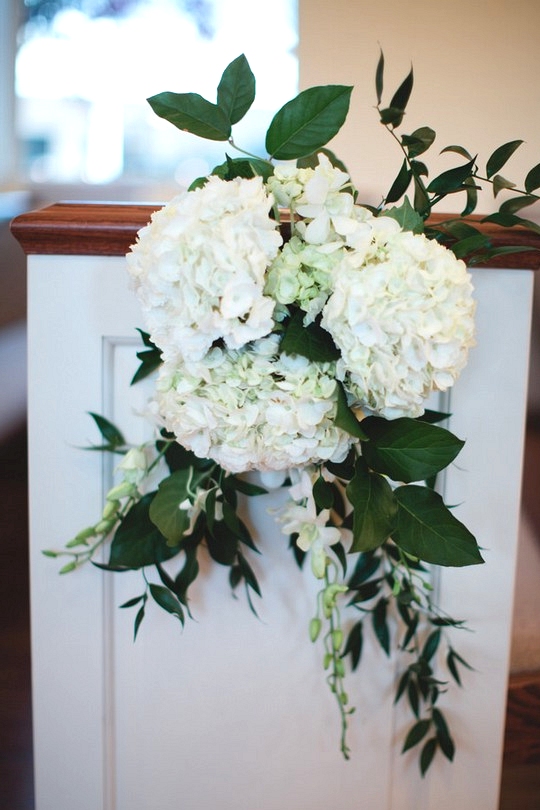 White and greenery church wedding aisle decoration ideas