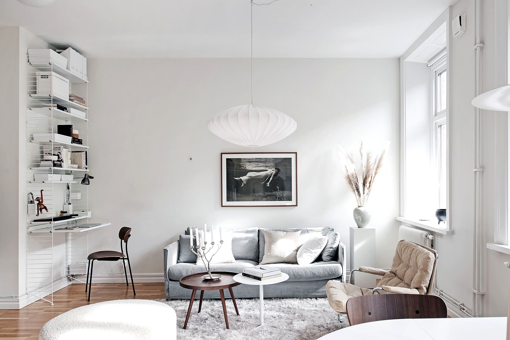 Vivid white residing kitchen