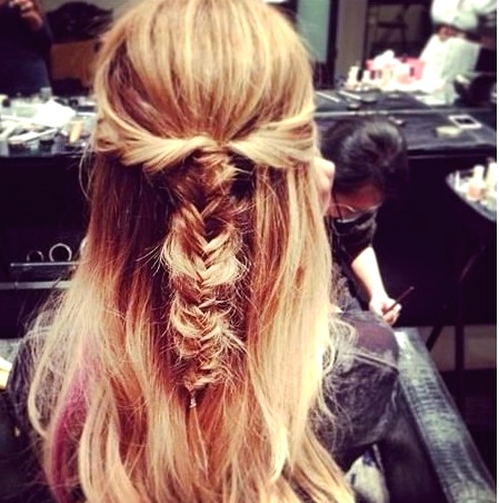 Braided Hairstyles: Beach Hair, Messy Half Up Scrunched Fishtail in the Back