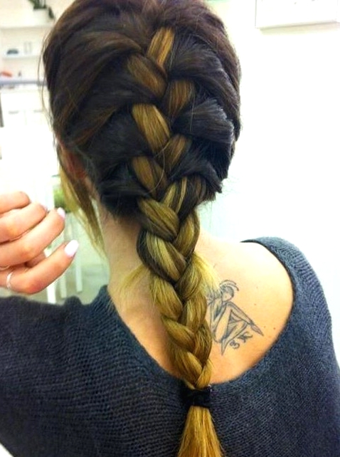 Braided Hairstyles: Dark Ombre, French Fishtail Braid for Thick Hair