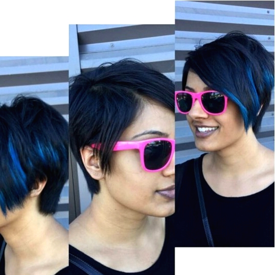 Short Haircut with Blue Hair Color