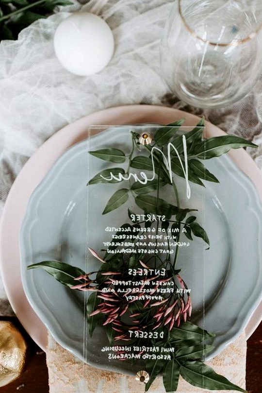 acrylic wedding menu ideas