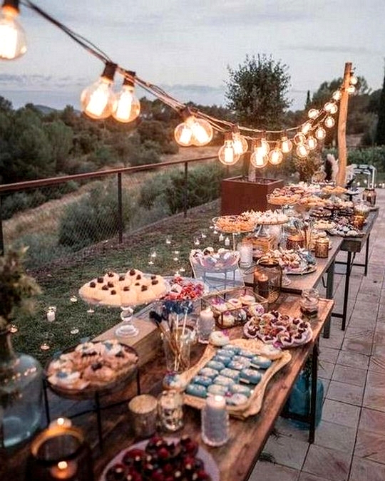 rustic backyard wedding food bar for small weddings