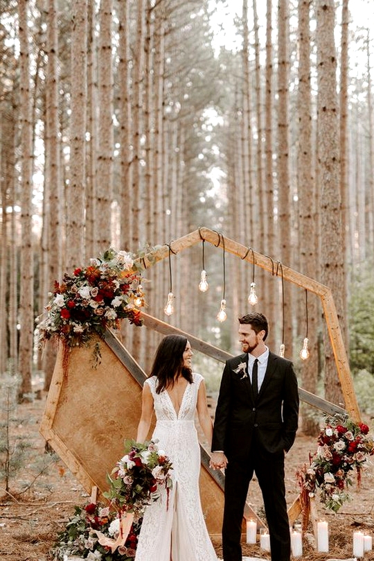 intimate outdoor wedding in the woods