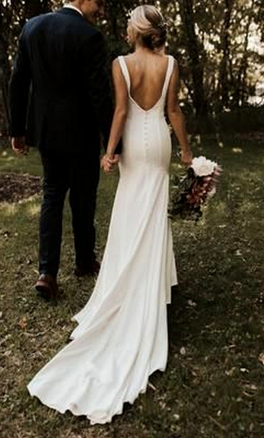 simple wedding dress with open back