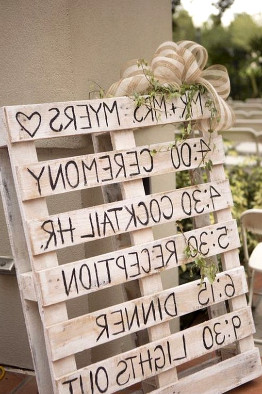 country rustic budget friendly wedding sign with wooden pallets
