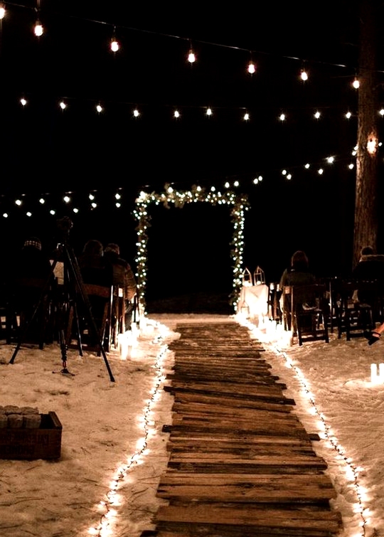 outdoor night wedding decoration ideas with string lights