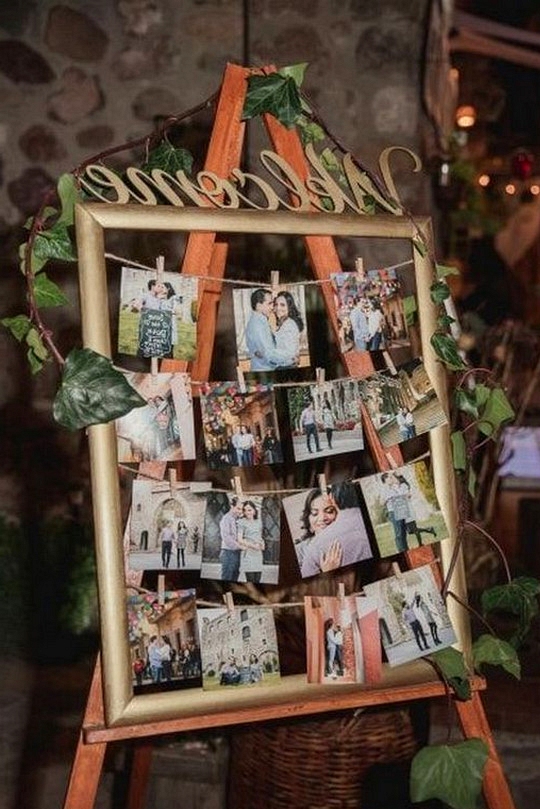 vintage wedding photo display decoration ideas