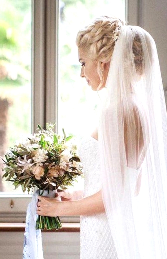updo wedding hairstyle with veils