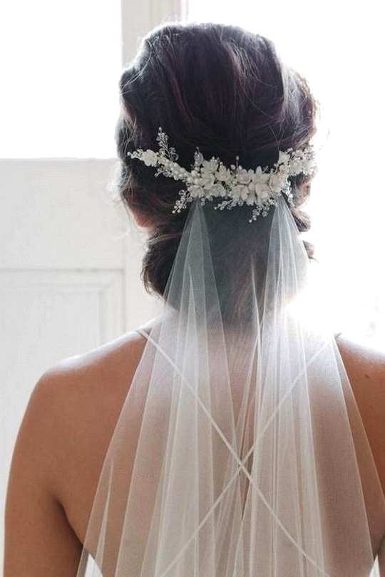 updo wedding hairstyle with veil
