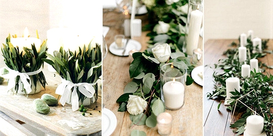 white and green wedding centerpieces