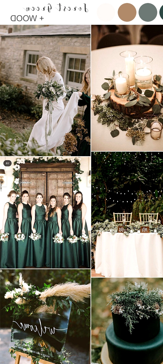 forest green and wood rustic wedding colors