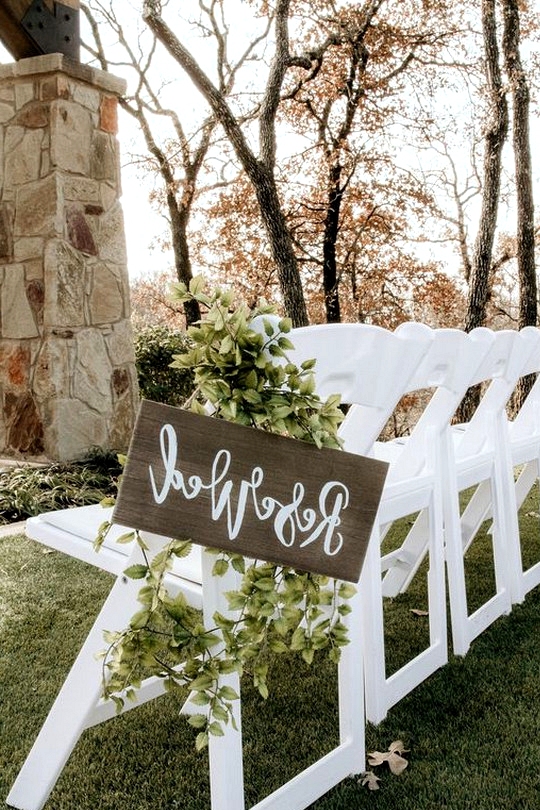 outdoor wedding ceremony reserved seating sign