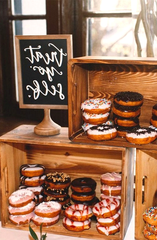 country wedding dessert display ideas with donuts