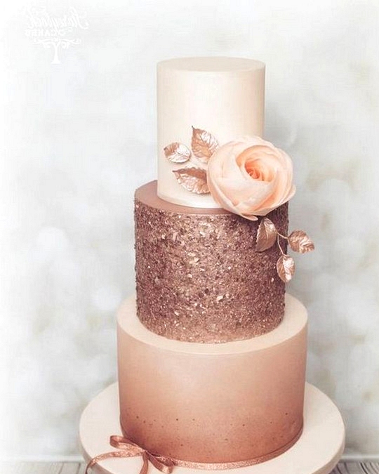 pretty rose gold wedding cake ideas
