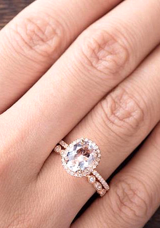 rose gold engagement ring set