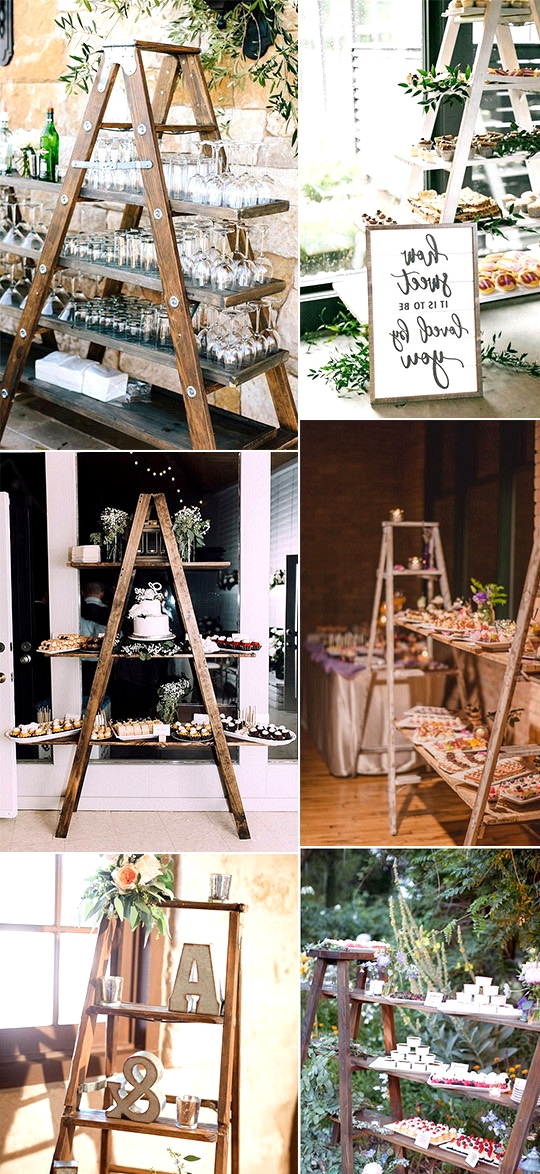 chic vintage food and drink display ideas with ladders