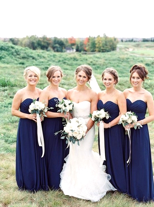 navy blue bridesmaid dresses sweetheart