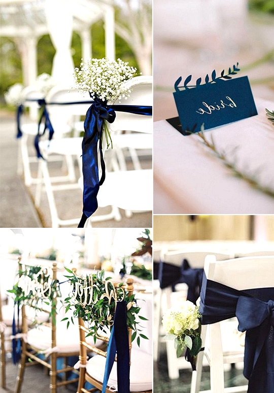 navy blue and greenery wedding decorations ideas