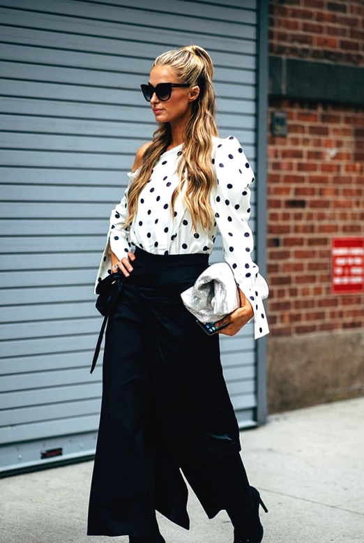 polka-dot-shirt-paris-hilton-street-style-nyfw-spring-2019-min