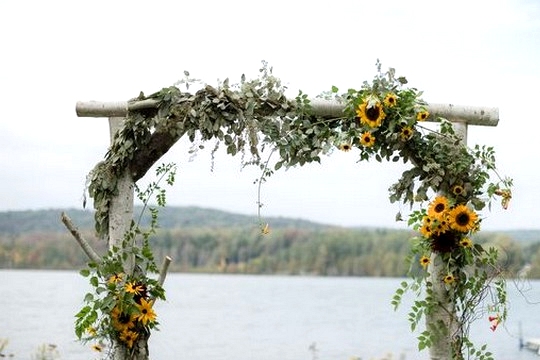 rustic sunflower wedding arch ideas