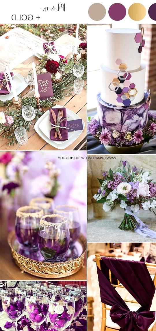 plum purple and gold wedding color ideas