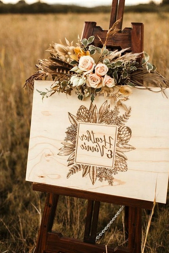 bohemian laser cut timber wedding welcome sign