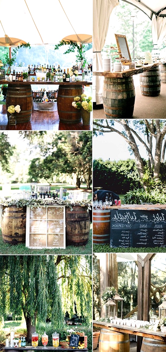 wine barrels food and drink bars for country wedding ideas