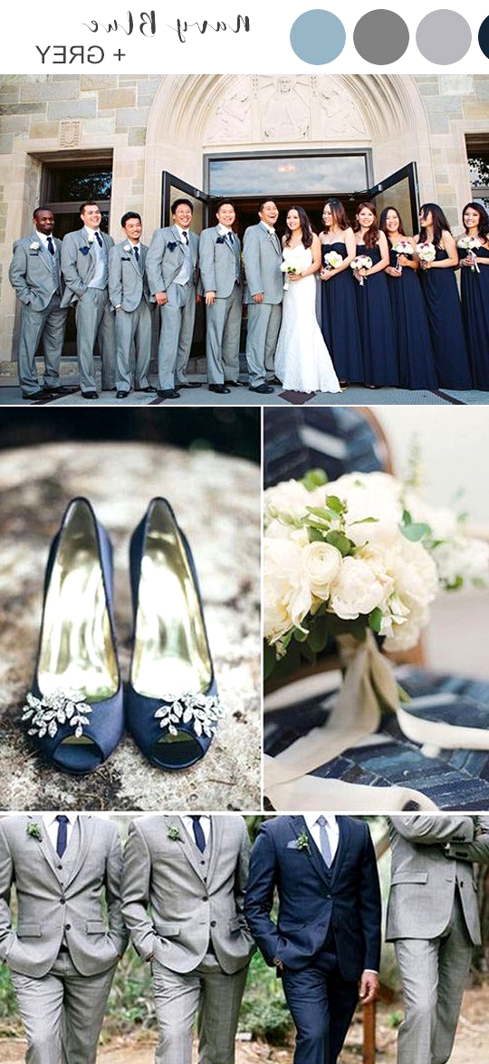 elegant navy blue and grey wedding color ideas