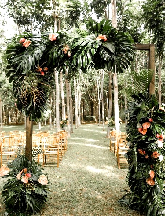 greenery tropical wedding ceremony ideas
