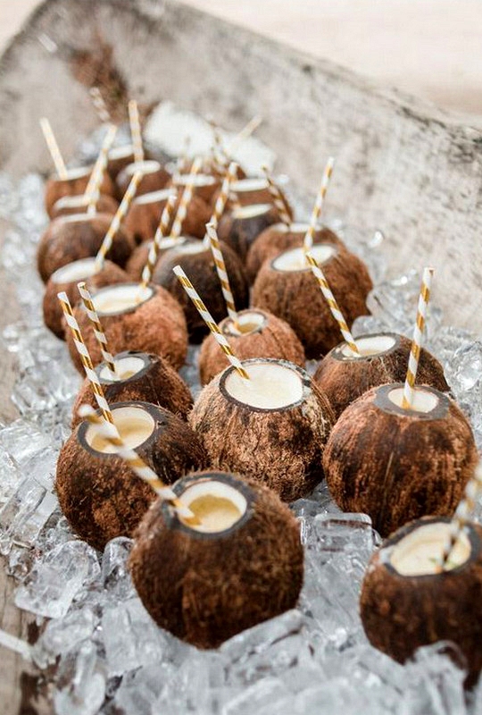 iced coconuts for tropical wedding ideas