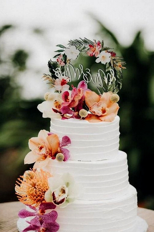 colorful tropical wedding cake ideas