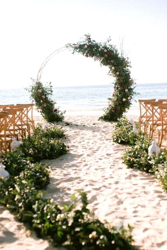 greenery beach wedding aisle and arch ideas