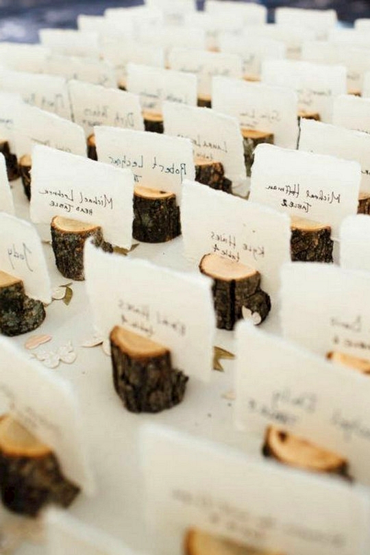 country wedding table number ideas with tree stumps