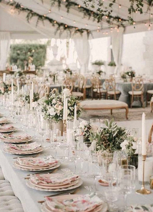 romantic pink and sage garden wedding reception ideas