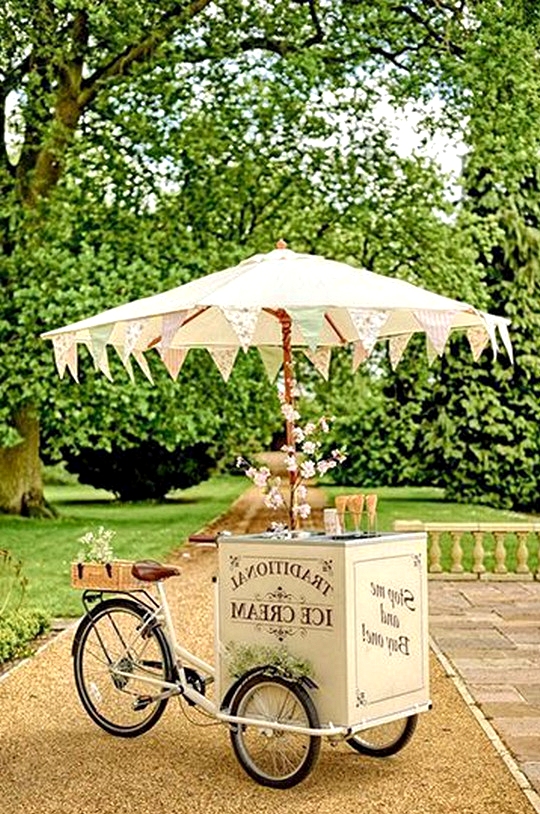 garden themed wedding ice cream tricycle