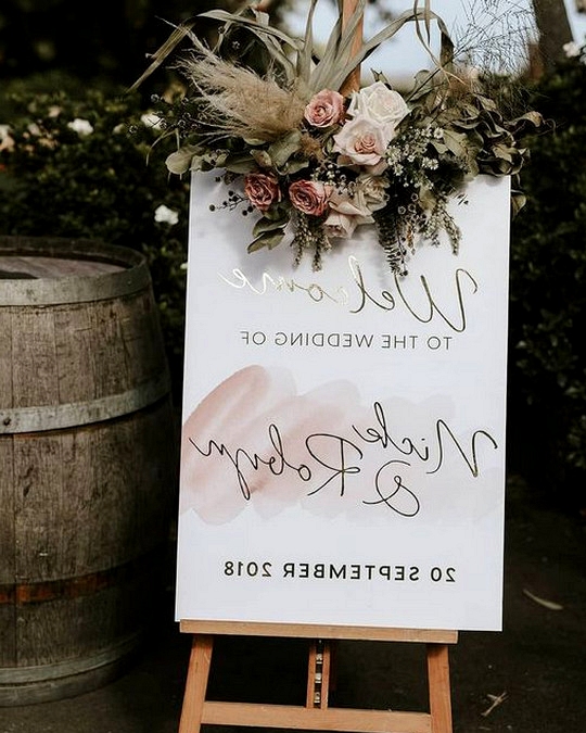 dusty rose and sage wedding welcome sign ideas