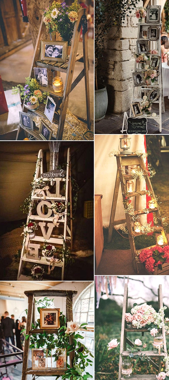 vintage wedding decoration ideas with ladders