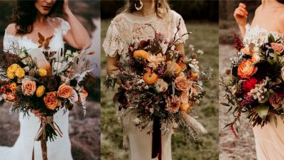 20 Rust Burnt Orange Fall Wedding Ceremony Bouquets