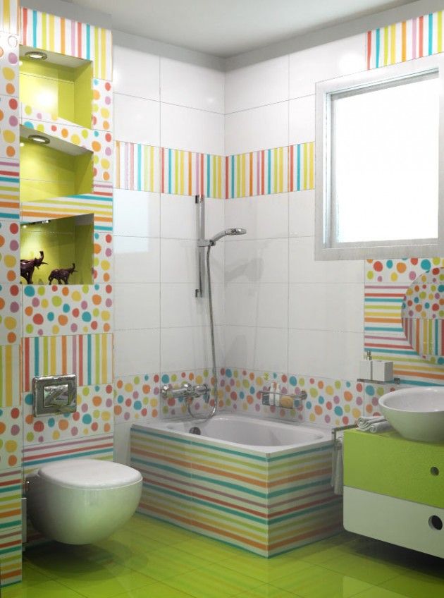 Kids bathroom with signature patterns