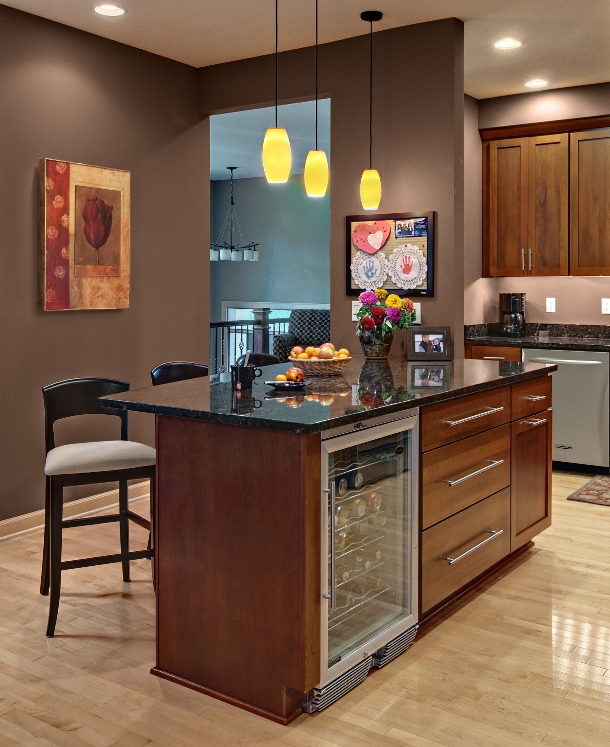 Kitchen Island with Wine Refrigerator