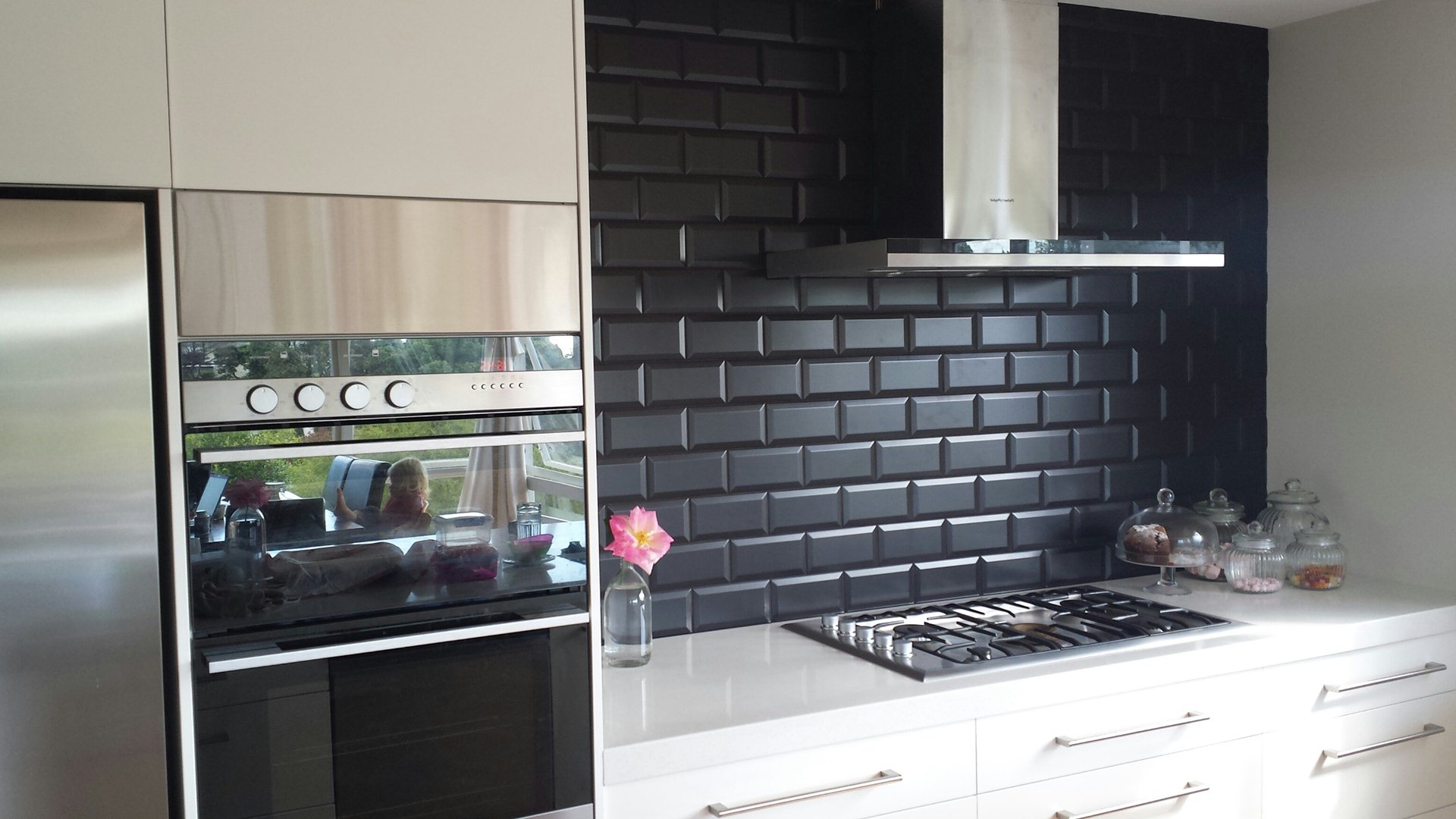 Black Subway Tile Kitchen Backsplash