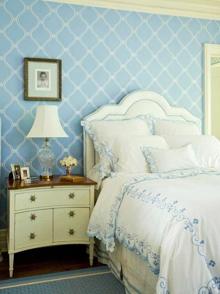 Blue bedroom with vintage design 