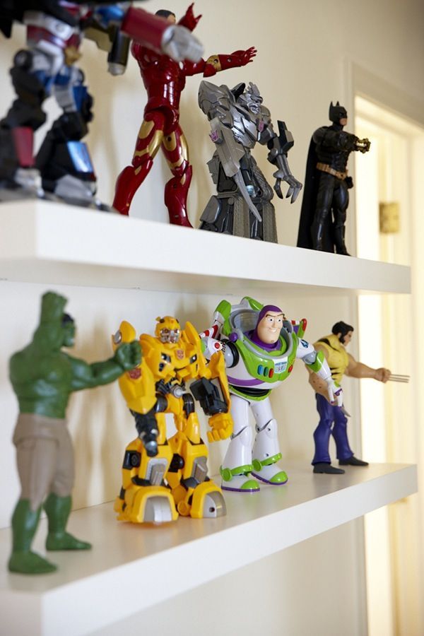 Put action figures as bedroom decoration