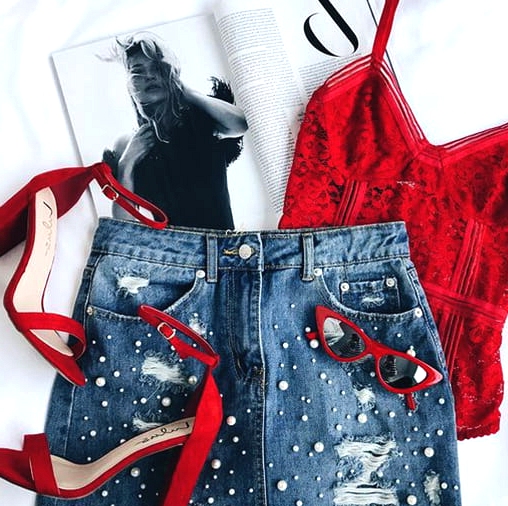 red-lace-bodysuit-embellished-jean-skirt-outfit-valentines-day-outfits-min