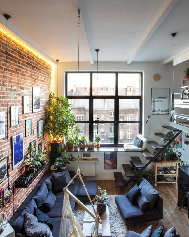 loft with many indoor plants