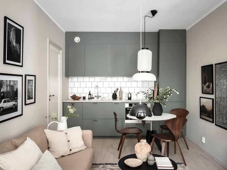 Studio home in a moody color palette