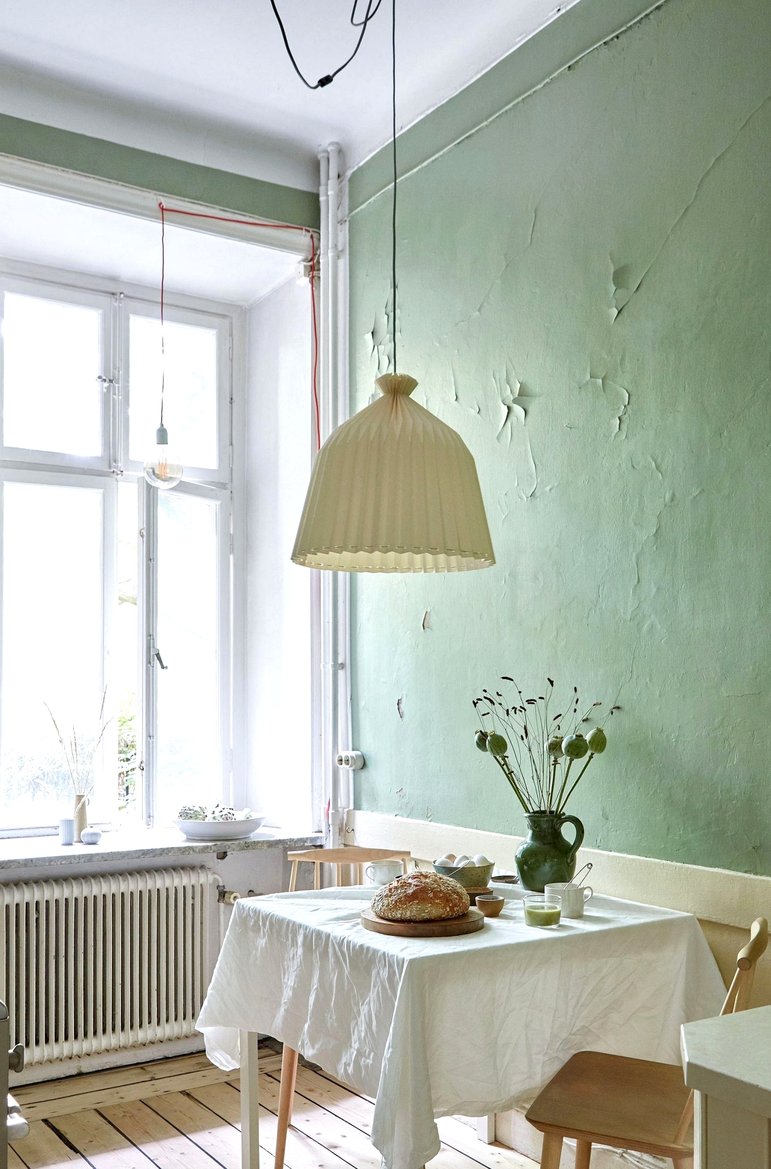 Contemporary inexperienced in an outdated kitchen